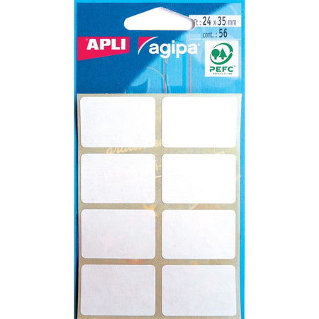Agipa – weiße Etiketten im Etui ft 24 x 35 mm (B x H), 56 Stück, 8 pro Blatt
