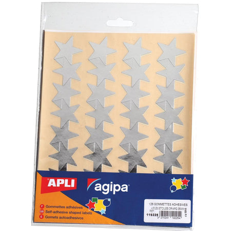 Agipa - Metallic-Aufkleber, Blister mit 128 Stück, Gold und Silber, Stern 35 mm