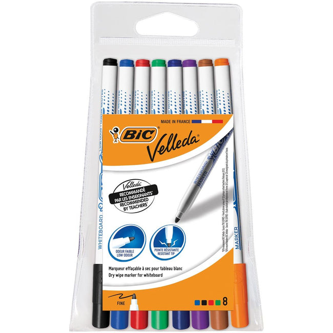 Velleda – Whiteboard-Marker 1721, rund, fein, sortiert, Blister mit 8 Stück
