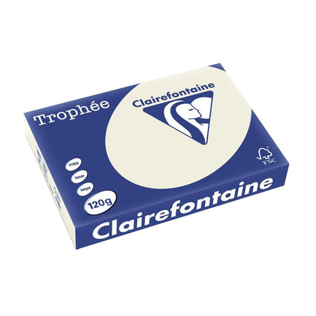Clairefontaine - Trophée tel, farbiges Papier, A4, 120 g, 250 Blatt, perlgrau