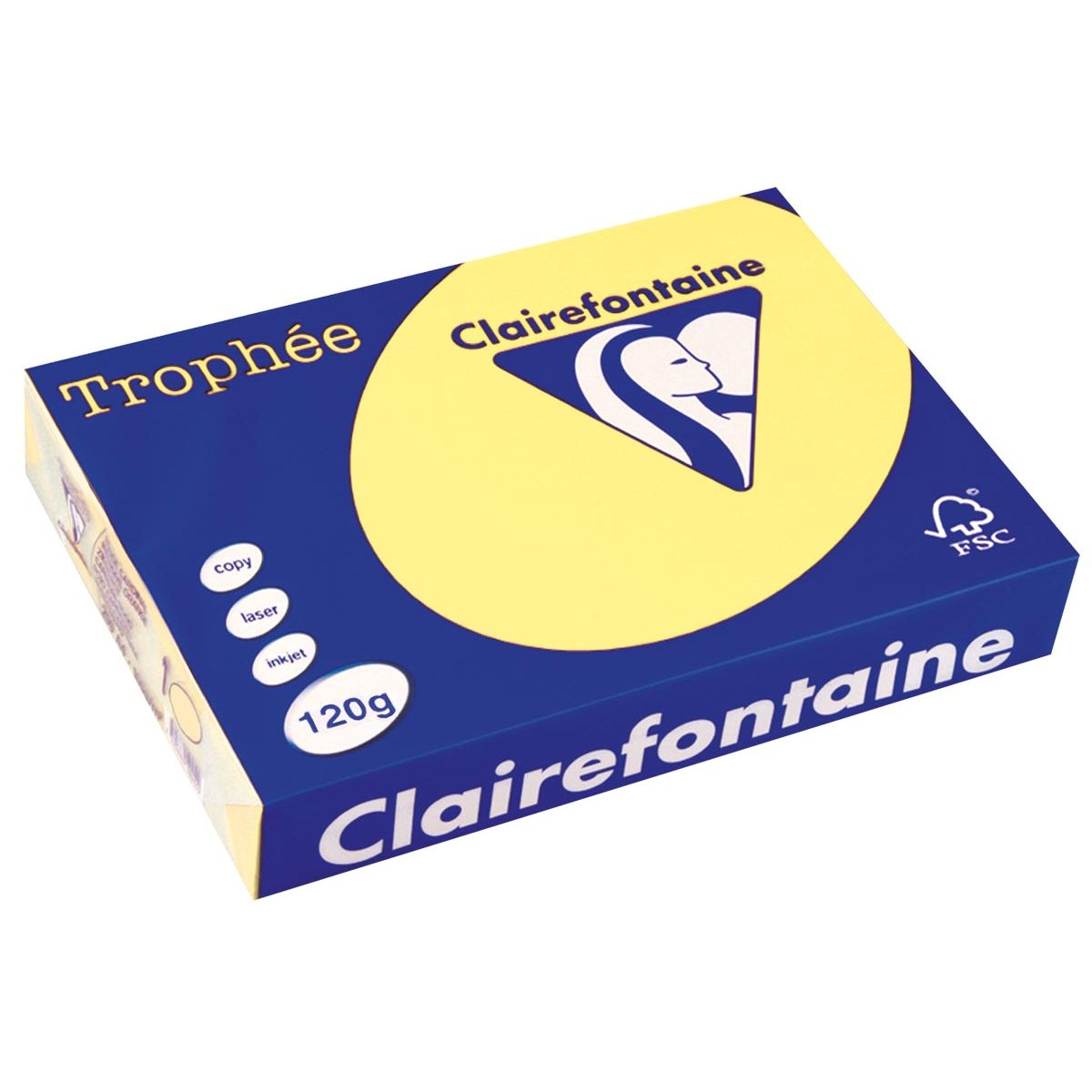 Clairefontaine - Trophée tel, farbiges Papier, A4, 120 g, 250 Blatt, zitronengelb