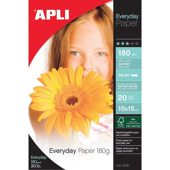 Apli - Fotopapier Everyday ft 10 x 15 cm, 180 g, Packung mit 20 Blatt