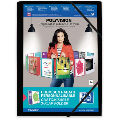 Oxford - Polyvision Elasto-Ordner, Größe A4, aus PP, schwarz