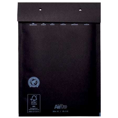 Airpro - Luftpolsterumschläge 180x265 mm, Karton à 100 Stück, schwarz
