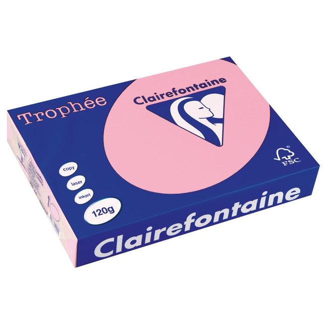 Clairefontaine - Trophée tel, farbiges Papier, A4, 120 g, 250 Blatt, rosa