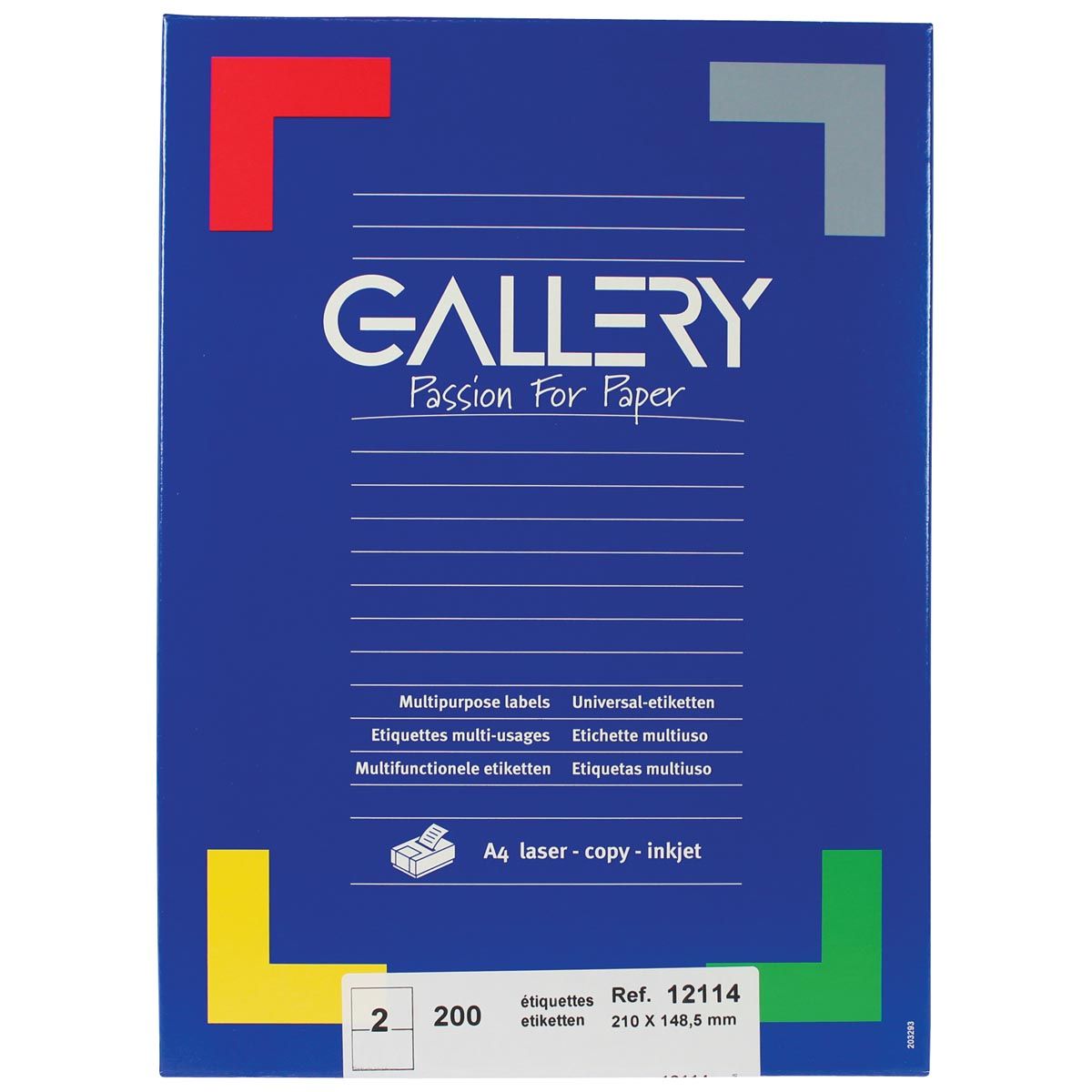 Galerie – weiße Etiketten, 210 x 148,5 mm (B x H), rechtwinklig, Box mit 200 Etiketten