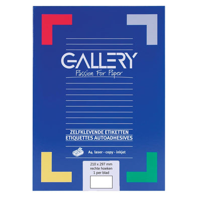 Galerie – weiße Etiketten, 210 x 297 mm (B x H), rechtwinklig, Box mit 100 Etiketten