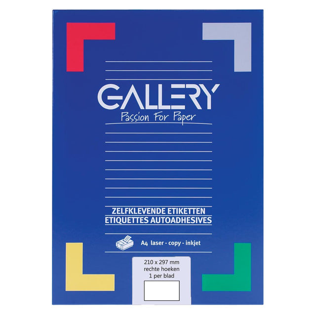 Galerie – weiße Etiketten, 210 x 297 mm (B x H), rechtwinklig, Box mit 100 Etiketten