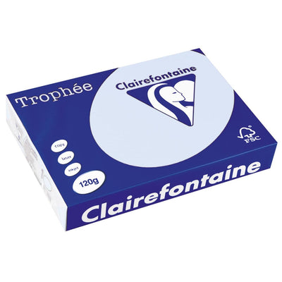 Clairefontaine - Trophée tel, farbiges Papier, A4, 120 g, 250 Blatt, azurblau