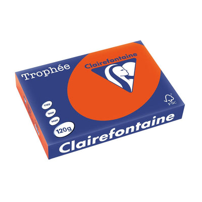 Clairefontaine - Trophée Intens, farbiges Papier, A4, 120 g, 250 Blatt, Kardinalrot