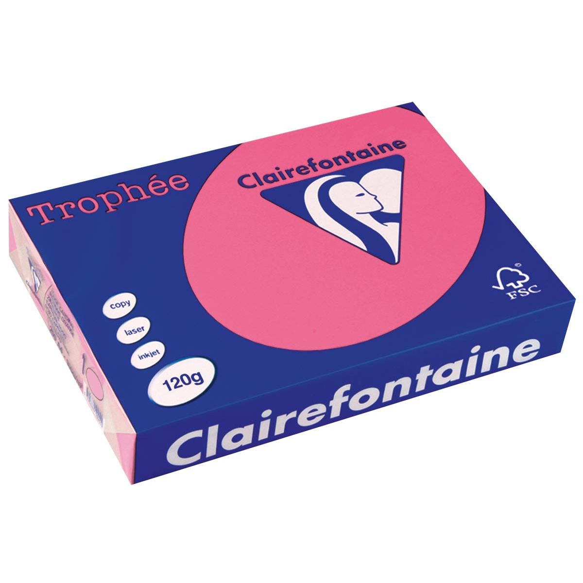Clairefontaine - Trophée Intens, farbiges Papier, A4, 120 g, 250 Blatt, Fuchsia