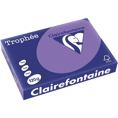 Clairefontaine - Trophée Intens, farbiges Papier, A4, 120 g, 250 Blatt, violett