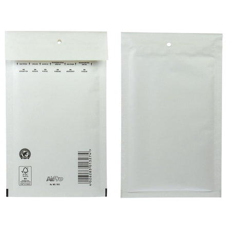 Airpro - Bong-Luftpolstertaschen, ft 120 x 215 mm, mit Streifenverschluss, Karton mit 200 Stück, weiß