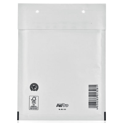Airpro - Bong-Luftpolstertaschen, ft 150 x 215 mm, mit Streifenverschluss, Karton mit 100 Stück, weiß