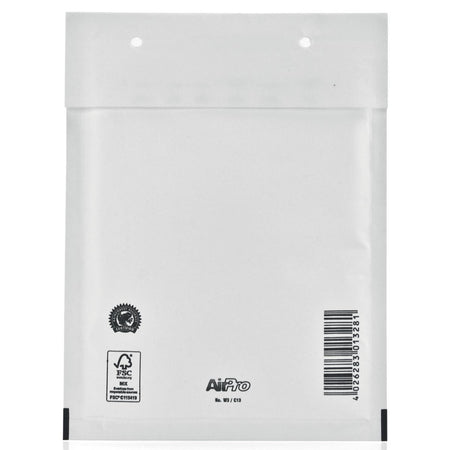 Airpro - Bong-Luftpolstertaschen, ft 150 x 215 mm, mit Streifenverschluss, Karton mit 100 Stück, weiß