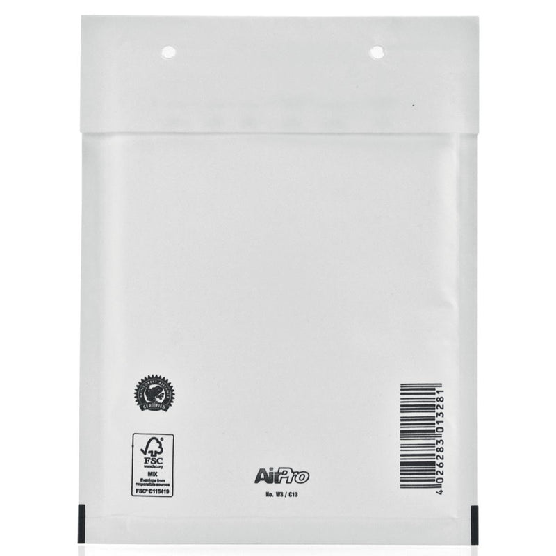 Airpro - Bong-Luftpolstertaschen, ft 150 x 215 mm, mit Streifenverschluss, Karton mit 100 Stück, weiß