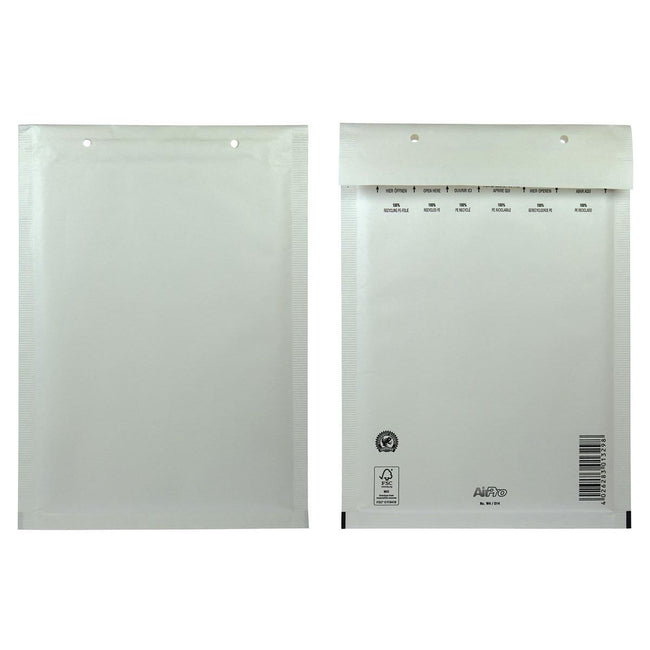 Airpro - Bong-Luftpolstertaschen, ft 175 x 265 mm, mit Streifenverschluss, Karton mit 100 Stück, weiß