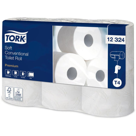 Tork - Toilettenpapier Traditional, 2-lagig, T4, weiß, Packung mit 6 Rollen