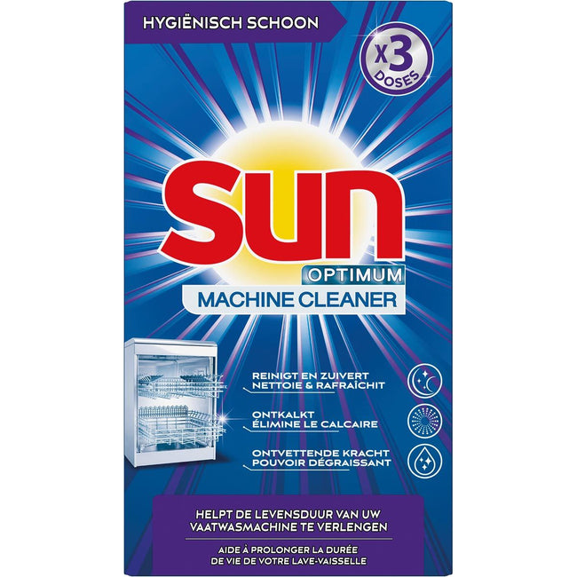 Sun - Optimaler Spülmaschinenreiniger, Packung mit 3 Dosen