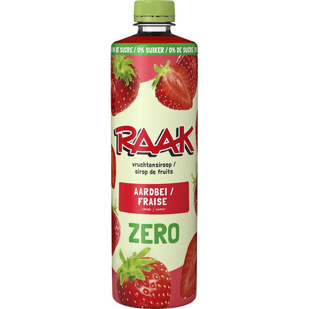 Raak -   siroop aardbei Zero Sugar, fles van 75 cl