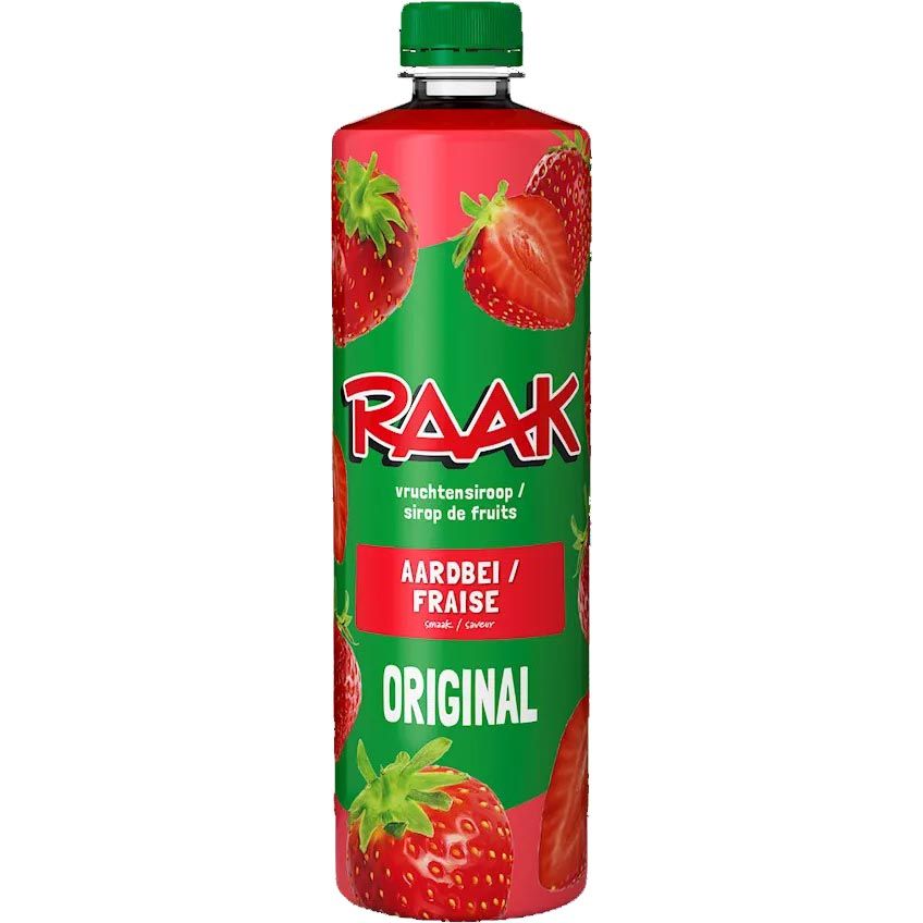 Raak -   siroop aardbei, fles van 75 cl
