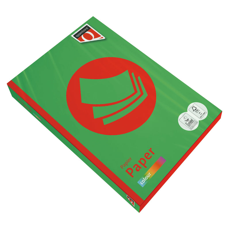Quantore - Kopierpapier Farbe A4 80gr grasgrün 500 Blatt | 5 Stück