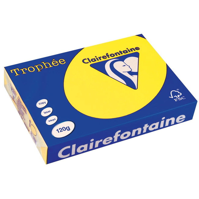 Clairefontaine - Trophée Intens, farbiges Papier, A4, 120 g, 250 Blatt, Sonnenuntergangsgelb