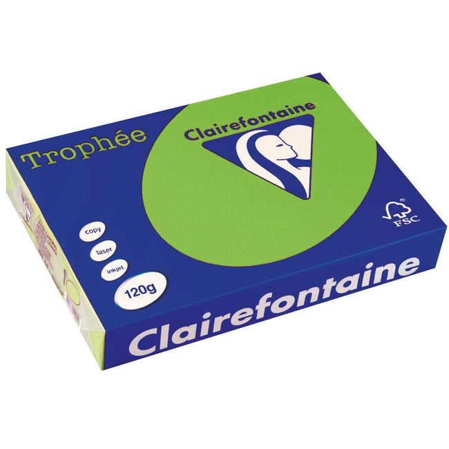 Clairefontaine - Trophée Intens, farbiges Papier, A4, 120 g, 250 Blatt, grasgrün