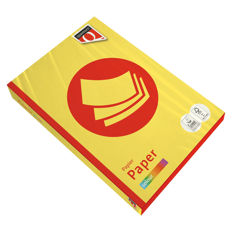 Quantore - Kopierpapier Farbe A3 80gr Schwefelgelb 500 Blatt | 5 Stück