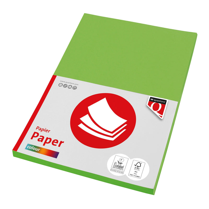 Quantore - Kopierpapier Farbe A4 80gr hellgrün 100 Blatt | 10 Stück