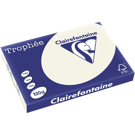 Clairefontaine - Trophée tel, farbiges Papier, A3, 120 g, 250 Blatt, perlgrau
