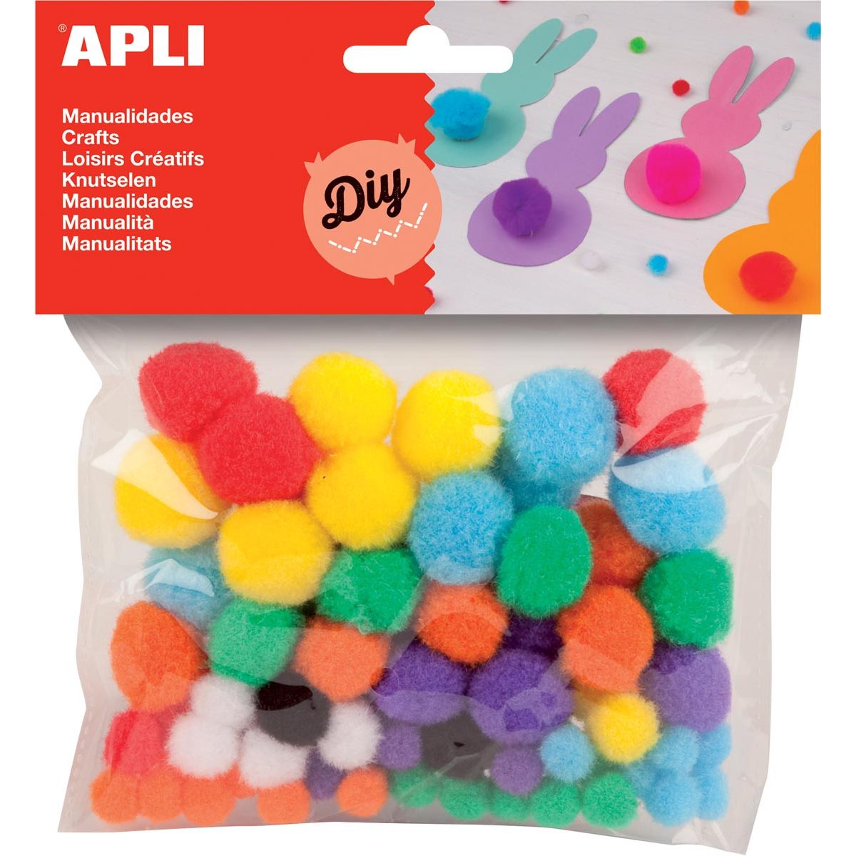 Apli - Pompons, Beutel mit 78 Stück in verschiedenen Farben