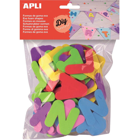 Apli Kids - Kinder-Schaumgummi-Buchstaben, Blister mit 104 Stück in verschiedenen Farben