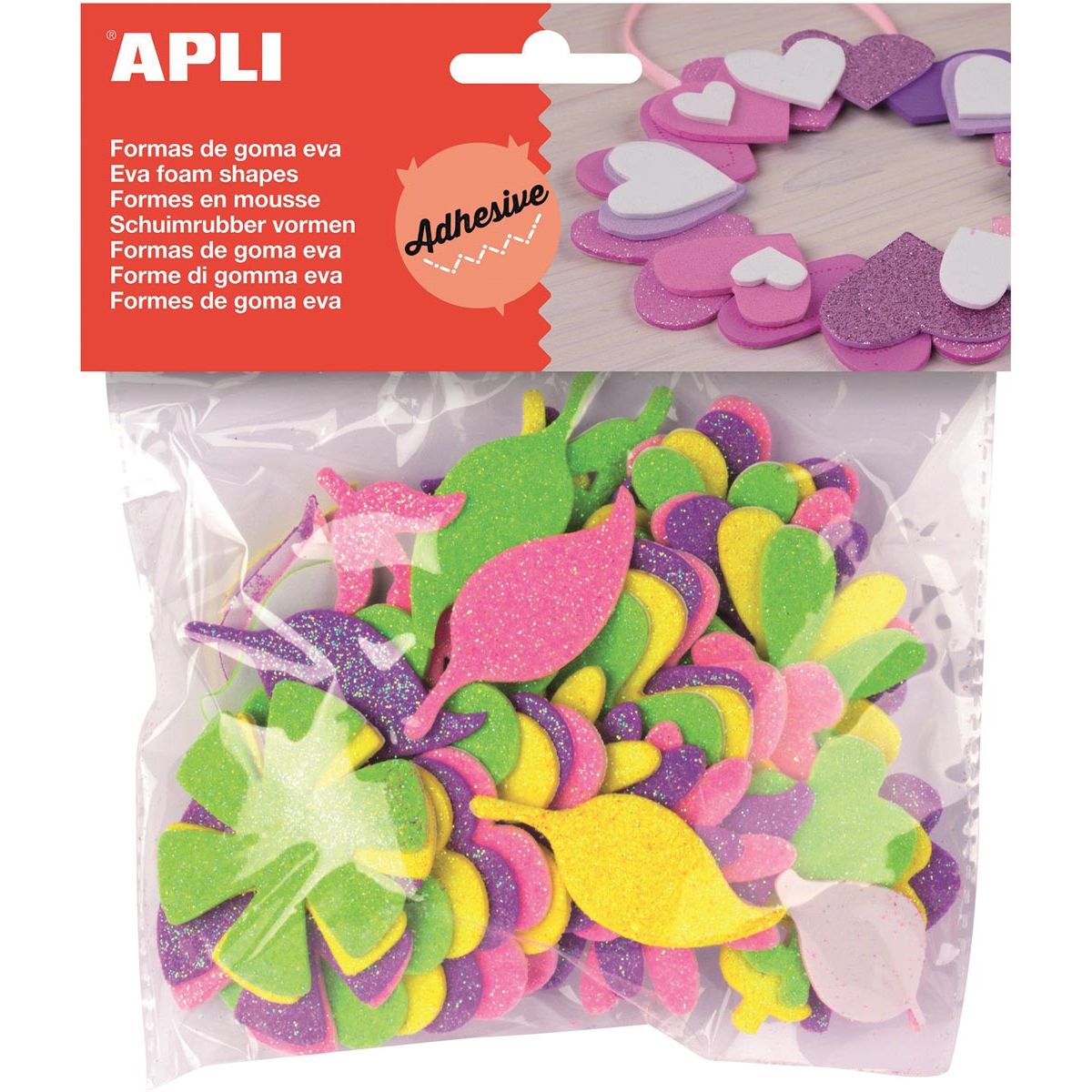 Apli Kids - Selbstklebende Glitzerblumen für Kinder, Blister mit 48 Stück