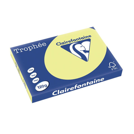 Clairefontaine - Trophée tel, farbiges Papier, A3, 120 g, 250 Blatt, zitronengelb