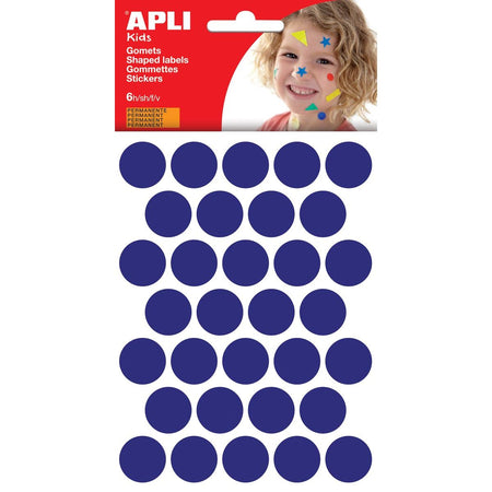 Apli Kids - Kinderaufkleber, Kreisdurchmesser 20 mm, Blister mit 180 Stück, blau