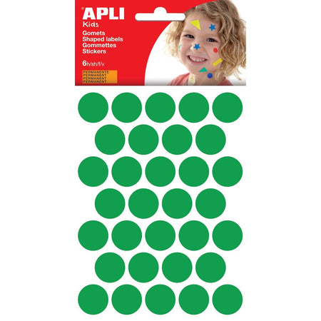 Apli Kids - Kinderaufkleber, Kreisdurchmesser 20 mm, Blister mit 180 Stück, grün