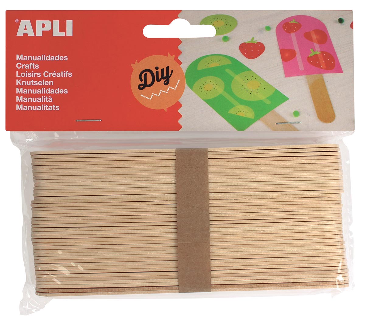 Apli - Jumbo-Holzstäbchen, Blister mit 40 Stück
