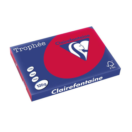 Clairefontaine - Trophée Intens, farbiges Papier, A3, 120 g, 250 Blatt, Kirschrot