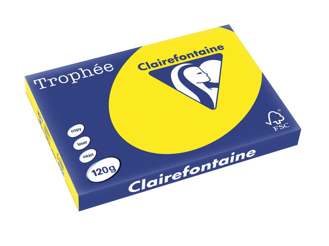 Clairefontaine - Trophée Intens, farbiges Papier, A3, 120 g, 250 Blatt, Sonnenuntergangsgelb