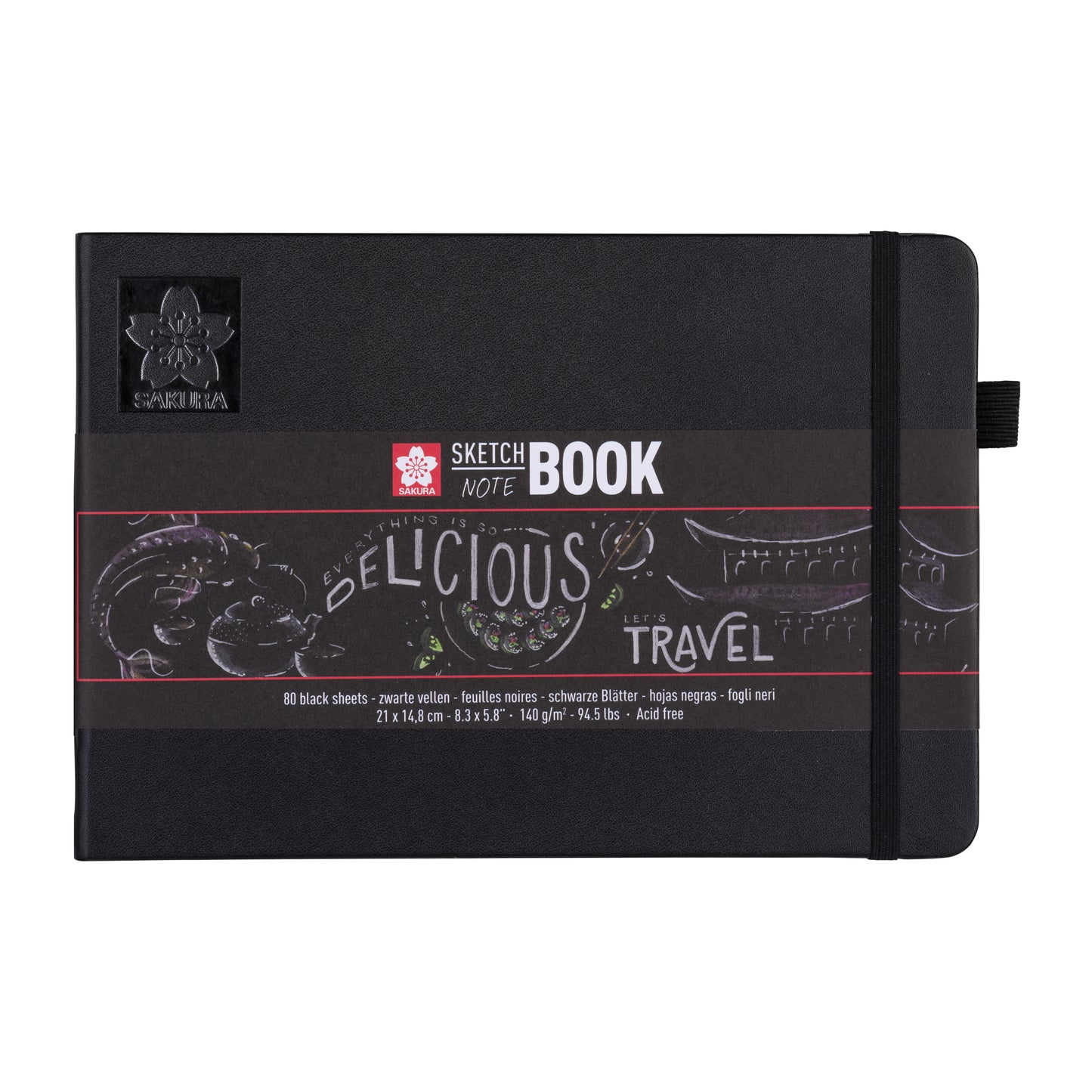 Sakura - Skizzenbuch 80 schwarze Blätter 140gr 210x148mm schwarz