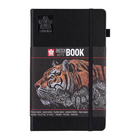 Sakura - Skizzenbuch 80 schwarze Blätter 140gr 130x210mm schwarz | 5 Stück