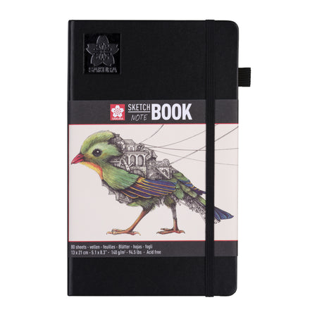 Sakura - Skizzenbuch 80 weiße Blätter 140gr 130x210mm schwarz | 5 Stück