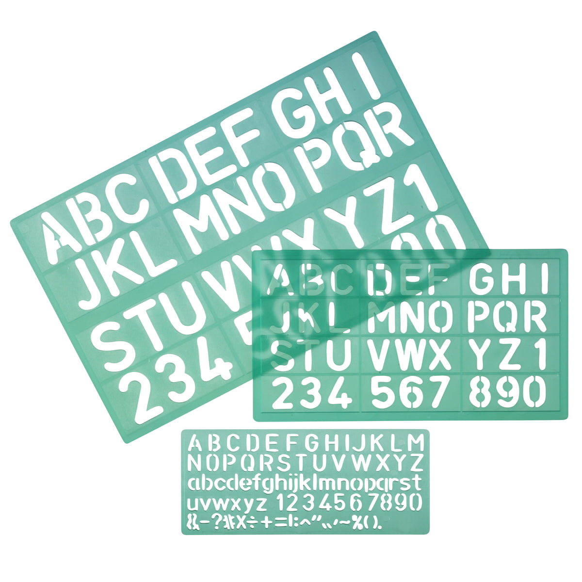 Linex - Buchstabenvorlage Großbuchstaben/Buchstaben/Zahlen, 3er-Set