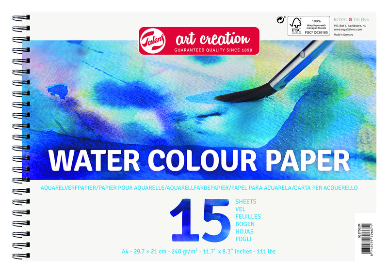 Talens Art Creation - Aquarell-Malpapier Art Creation A4 15 Blatt 240gr | 3 Stück