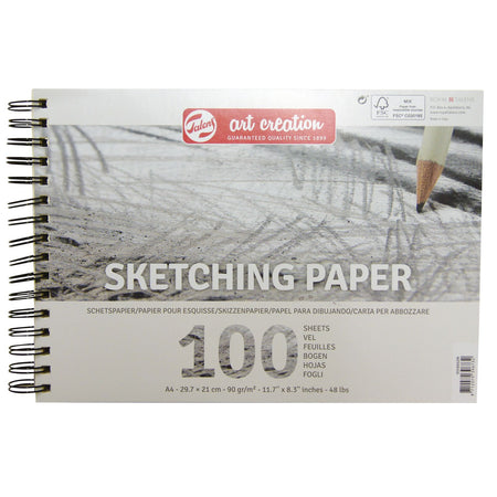 Talens Art Creation - Skizzenpapier Art Creation 100 weiße Blätter 90gr 297x210mm grau | 3 Stück