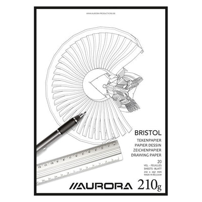Aurora - Zeichenblock A4 20 Blatt 210 Gramm Bristolpapier | 10 Stück