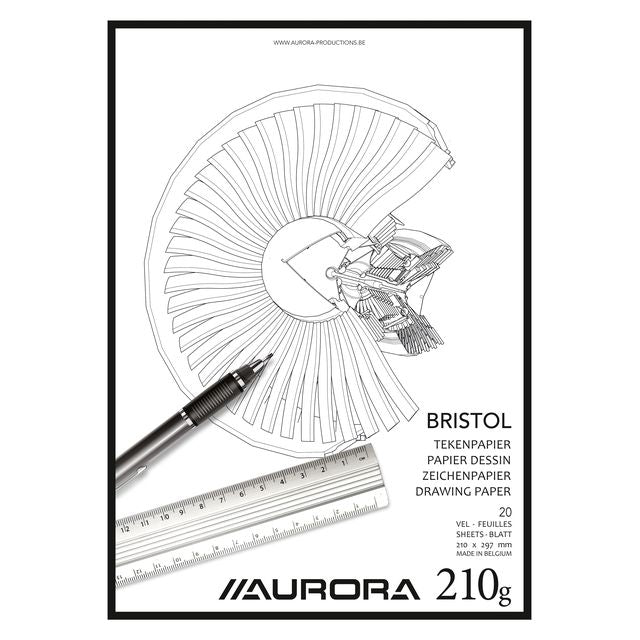 Aurora - Zeichenblock A4 20 Blatt 210 Gramm Bristolpapier