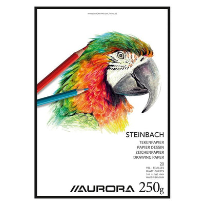 Aurora - Zeichenblock A4 20 Blatt 250 Gramm Steinbach-Papier | 5 Stück