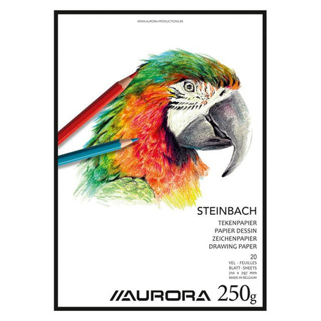 Aurora - Zeichenblock A4 20 Blatt 250 Gramm Steinbach-Papier | 5 Stück